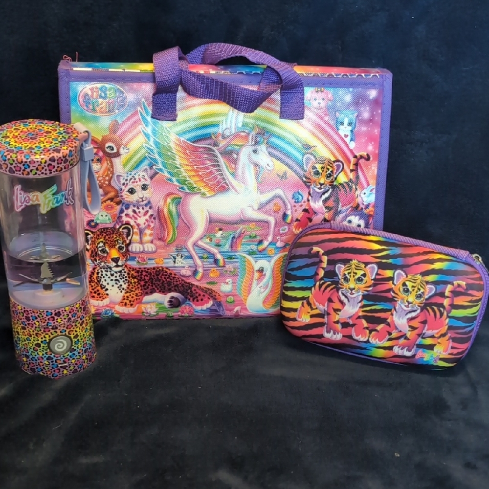 Lisa Frank Rainbow Unicorn and Tiger Set with Purple Accents